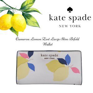 KATE SPADE Cameron Lemon Zest Large Slim Bifold Wallet